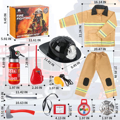 Captain Chaowing firefighter axe prop sparks pretend rescue adventures.