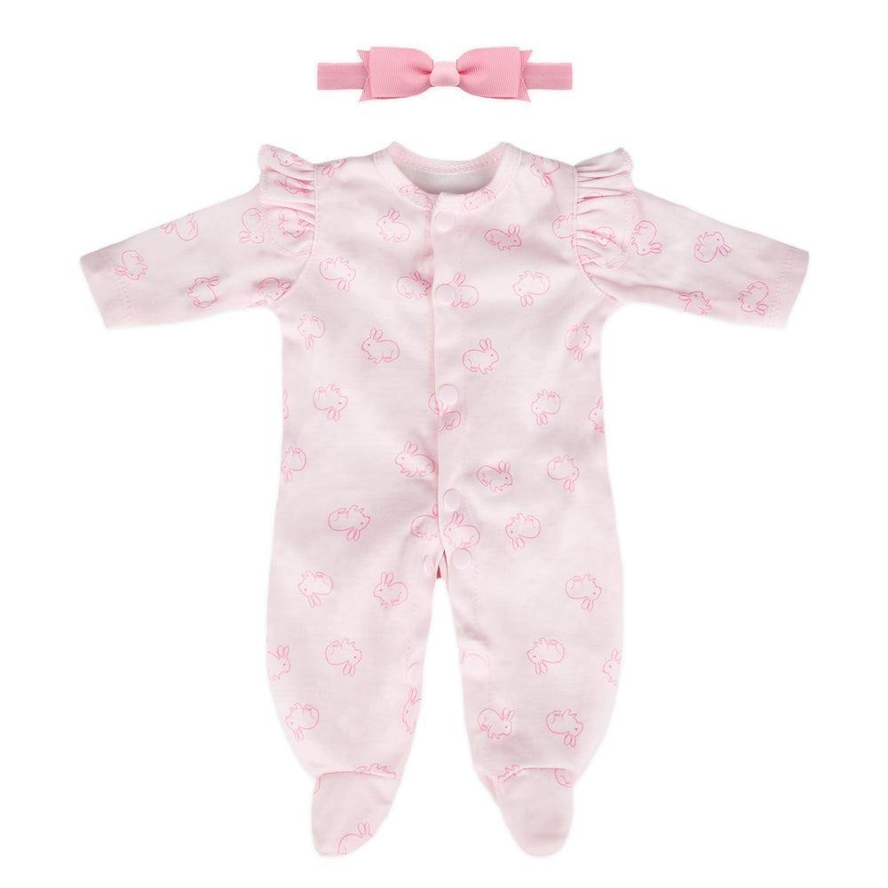 CARANOVO pink bunny jumpsuit for 16-18 inch reborn dolls enhances dress-up play