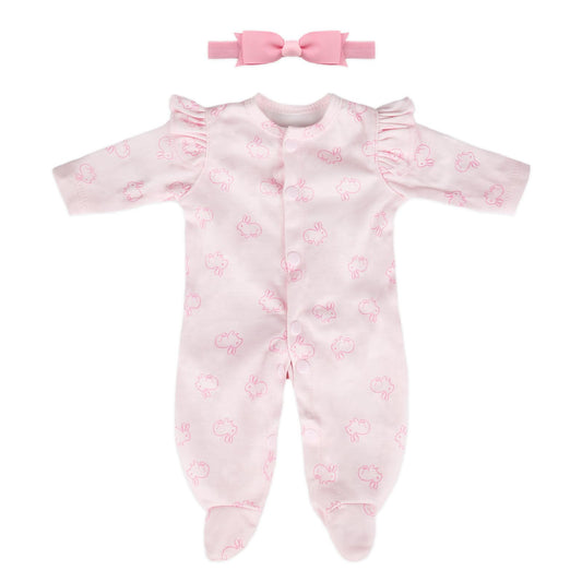 CARANOVO pink bunny jumpsuit for 16-18 inch reborn dolls enhances dress-up play