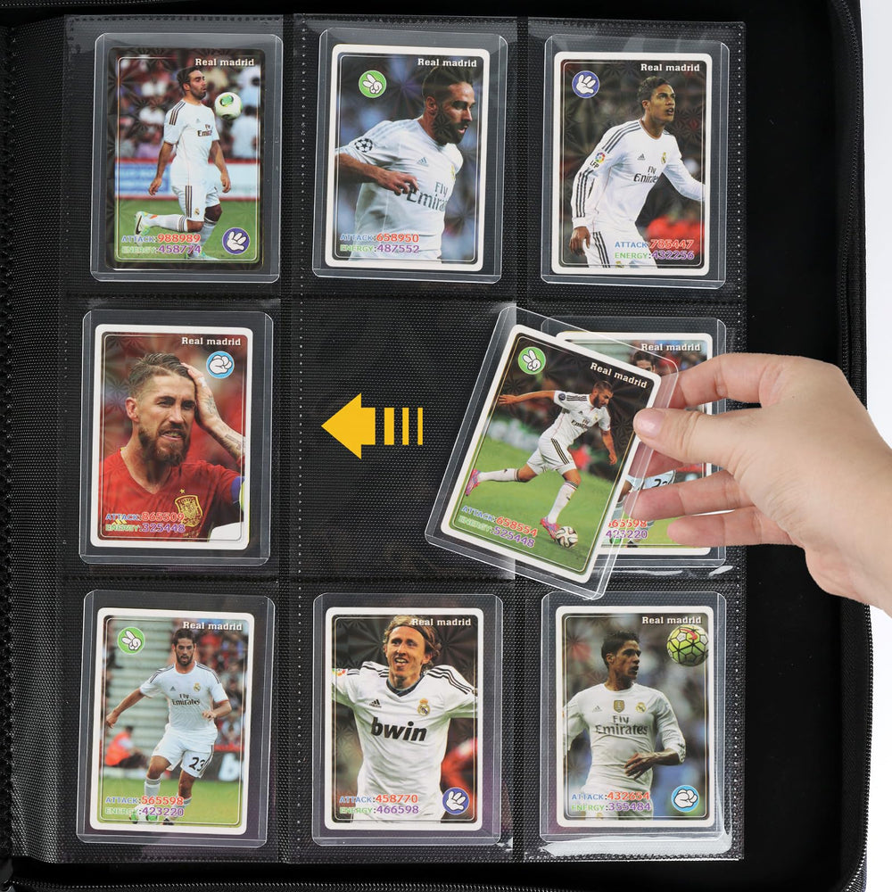 CARDBINDER 9-pocket sleeves inside view highlights organized storage for up to 288 cards.