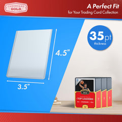 Cardboard Gold toploader display highlights vivid card designs.