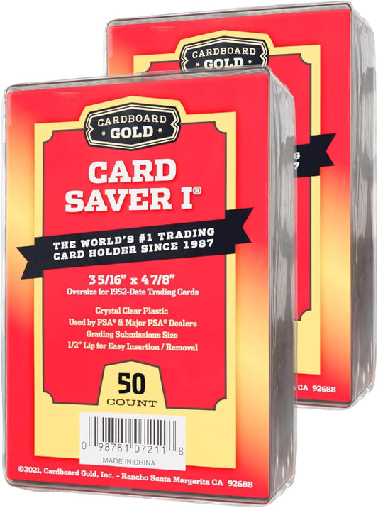 Cardboard Gold Card Saver 1 front view with secure semi-rigid protection.