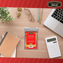 Cardboard Gold non-PVC material provides durable card protection.