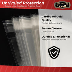 Cardboard Gold bag fits top loaders up to 120pts for thick cards.