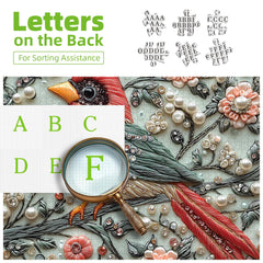 Cardinal puzzle pieces with back letters A B C for sorting