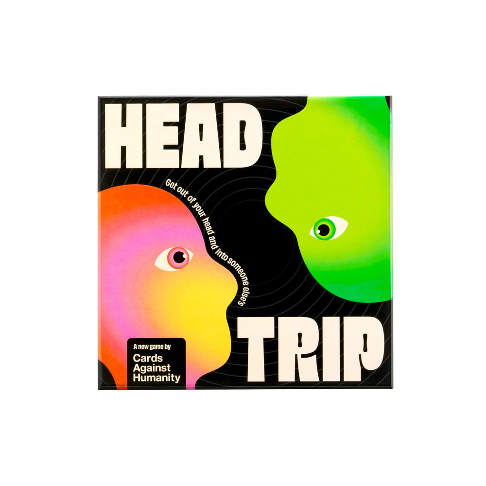 Packaging for Cards Against Humanity Head Trip signaling a fresh party game vibe.