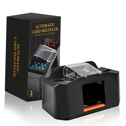 CARDSPIN automatic shuffler for two decks delivers quick, reliable shuffles.