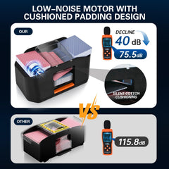 CARDSPIN low-noise motor in action delivering smooth, quiet shuffles.