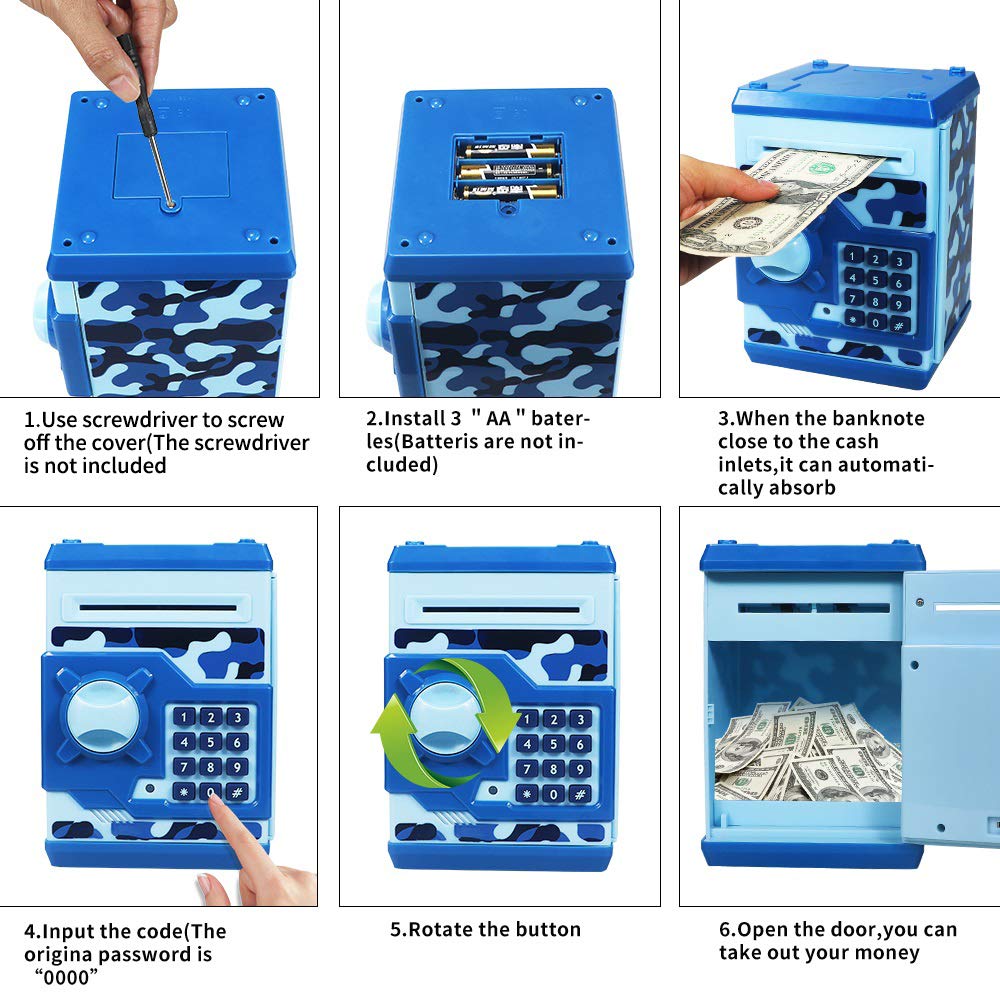 Cargooy camouflage blue gift-ready piggy bank for birthdays and holidays