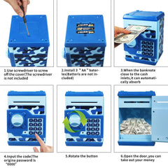 Cargooy camouflage blue gift-ready piggy bank for birthdays and holidays