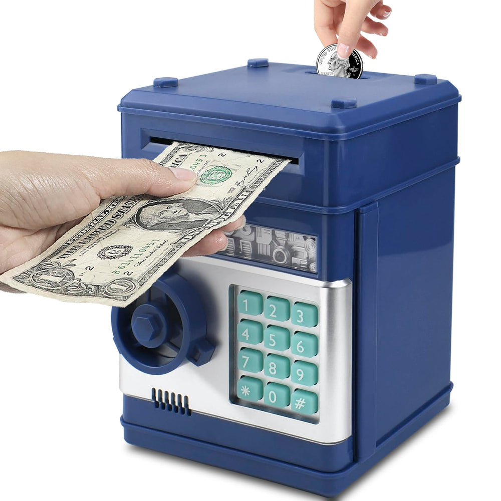Cargooy Mini ATM piggy bank front view for kid friendly savings