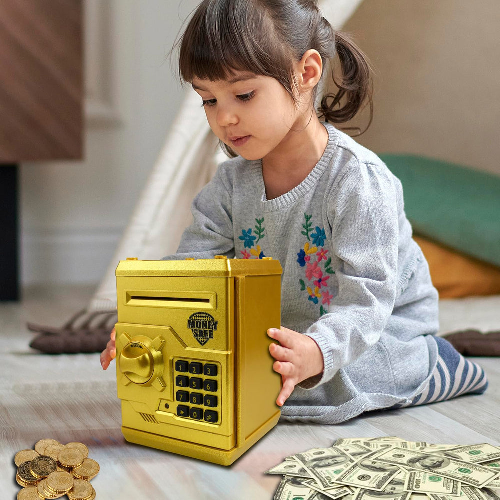 Cargooy mini ATM piggy bank package included, ready for gift giving.