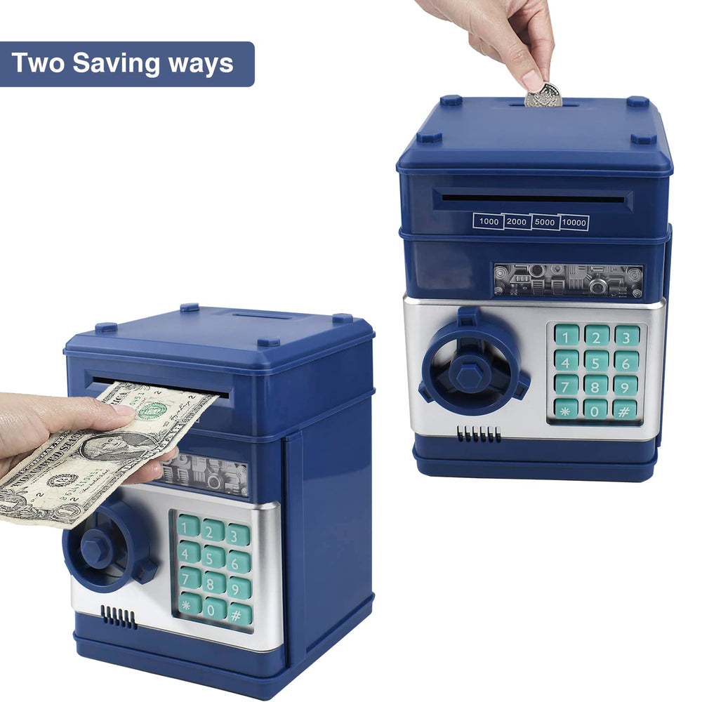 Cargooy mini ATM piggy bank side view showing compact portable design
