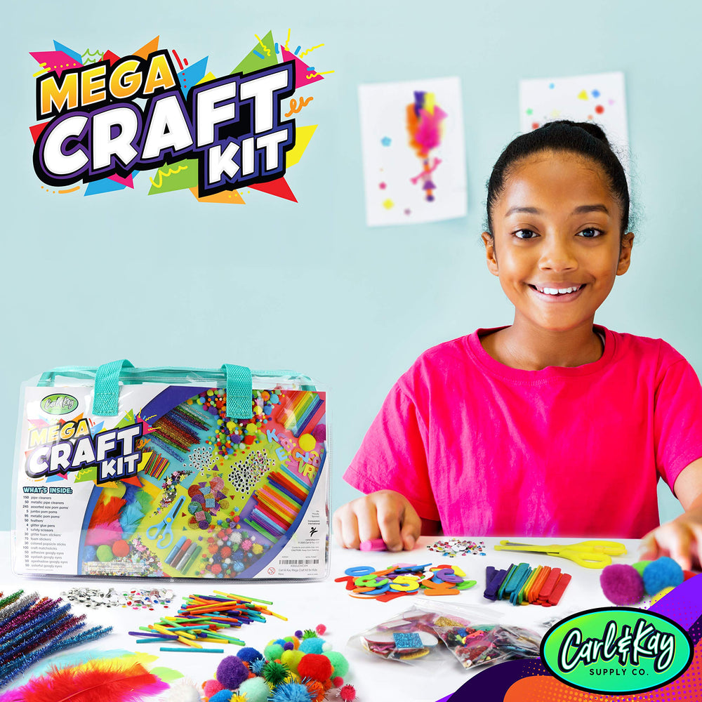 Carl & Kay storage bag displaying an abundant set for kids' crafts.