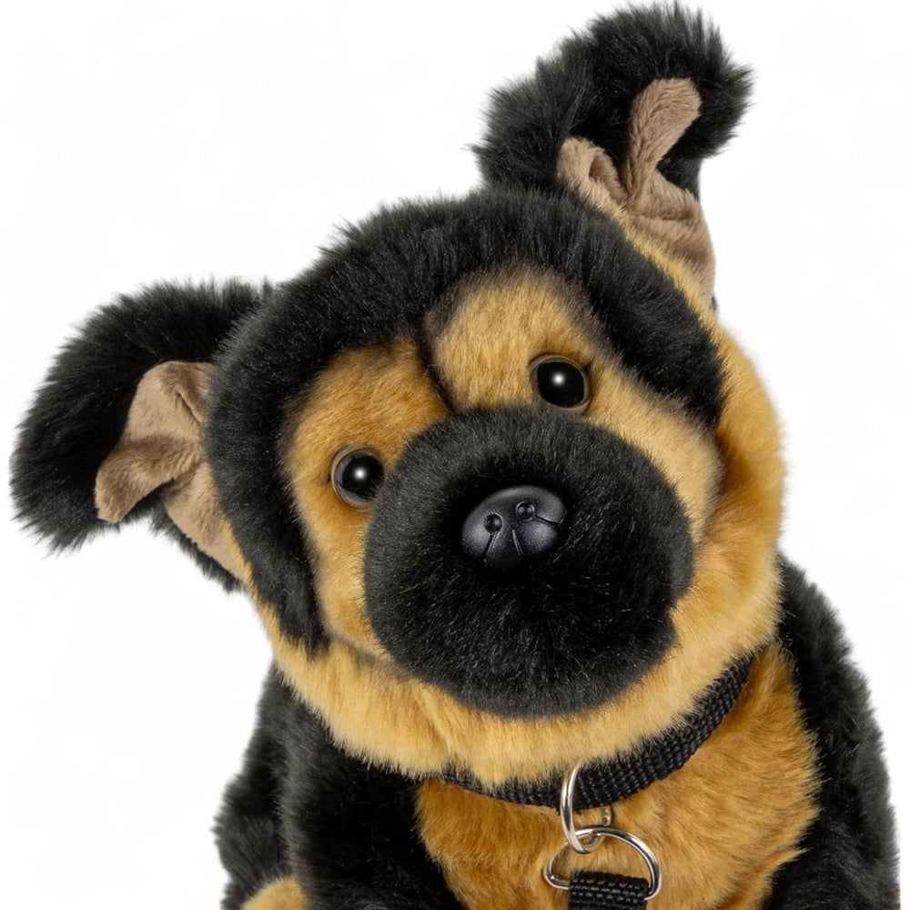 Brown safety eyes provide friendly detail on the plush.