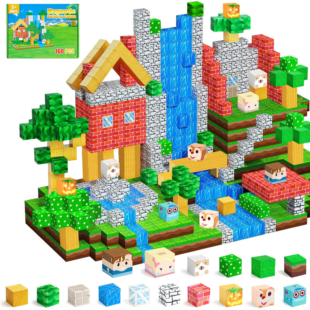Carlle magnetic blocks 160pcs forest world assembly spark imaginative forest-themed construction.