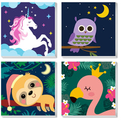 CarlonLin Paint by Numbers for Kids: cute animals on framed canvas, easy for beginners.