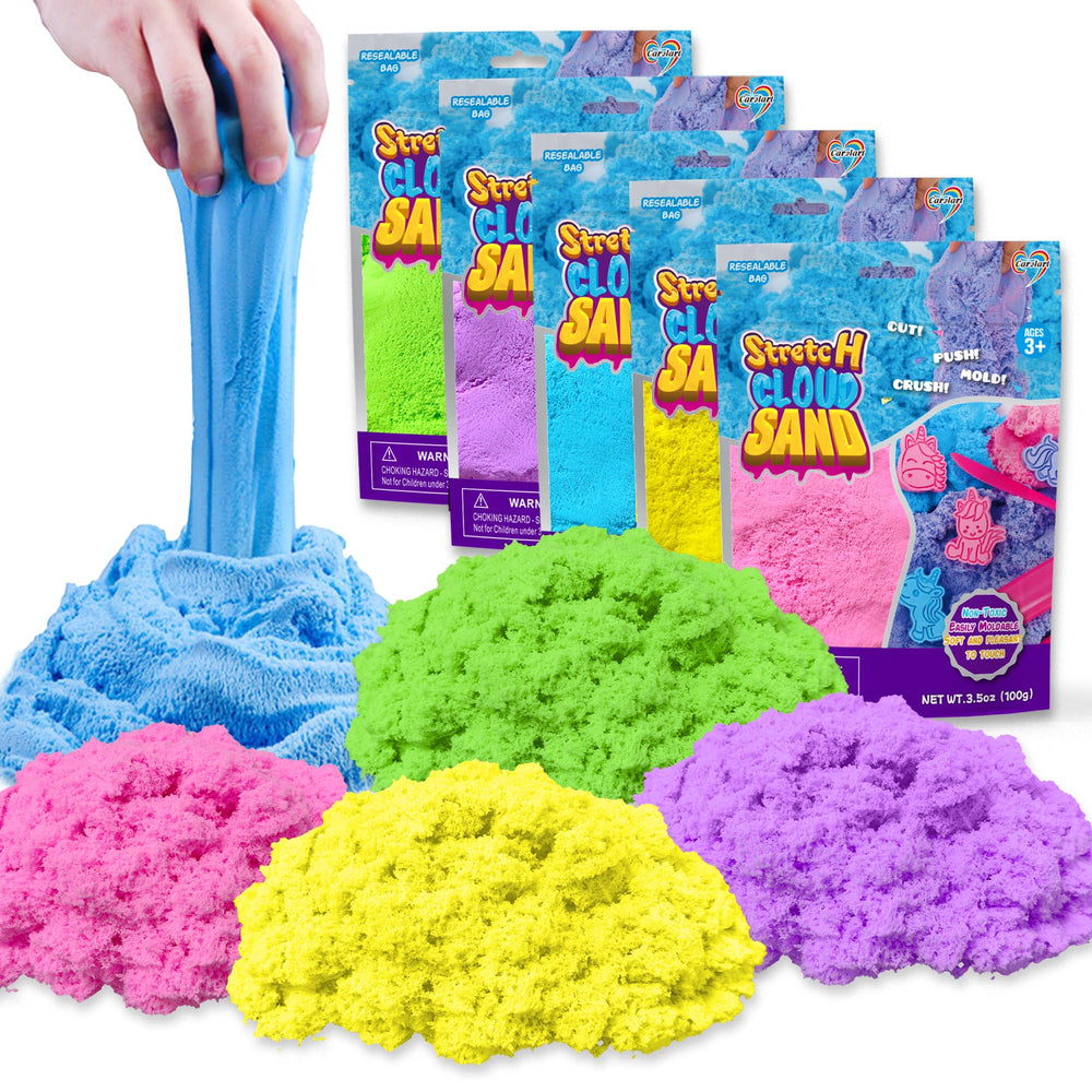 Carolart Colorful Stretchy Sand Pack with five hues for creative molding sessions
