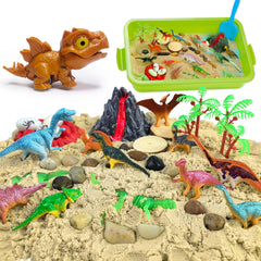 Carolart Dinosaur Sensory Bin invites sensory play and curiosity in toddlers.