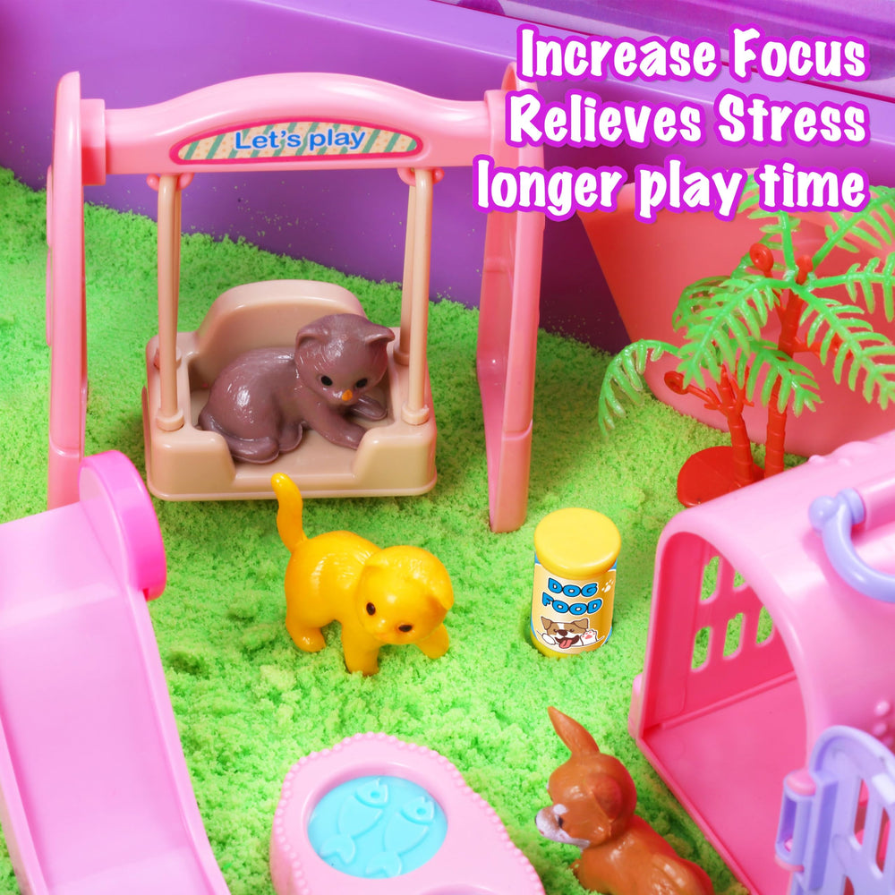 Carolart dog and cat feeding figures encourage nurturing play sessions
