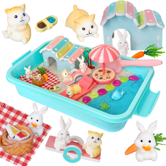 Carolart pet sensory bin summer hamster set stimulates imaginative play with mini figures.
