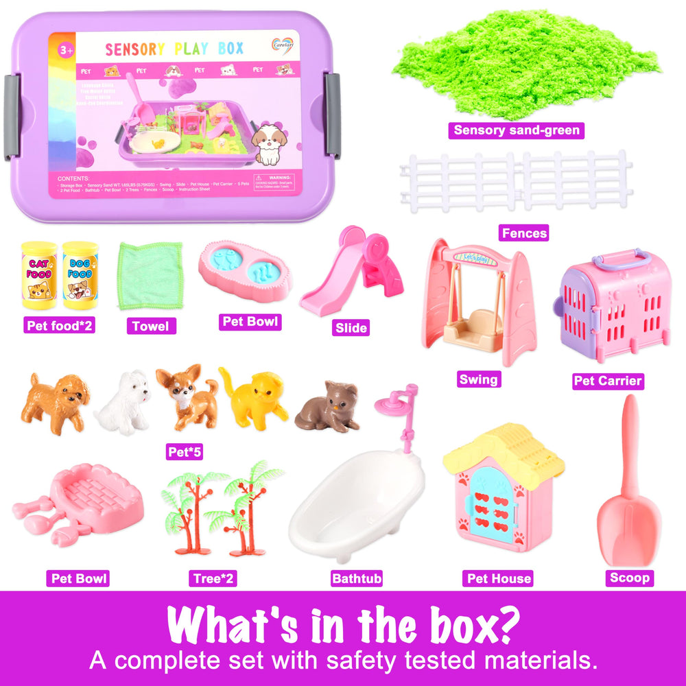 Carolart sand box with pet house for pretend care scenarios