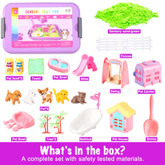Carolart sand box with pet house for pretend care scenarios