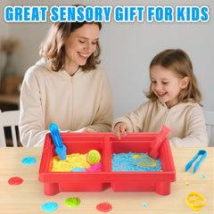 Children playing at a Carolart sensory table enjoying tactile exploration.