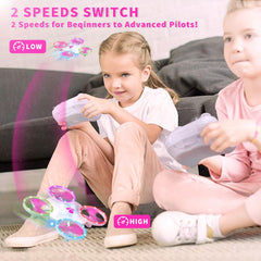 Carox Lucky Clover Mini Drone with LED modes creates vibrant effects.