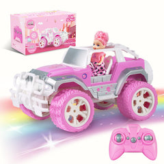 Carox Pink RC Jeep with Doll in vibrant pink for imaginative play sessions