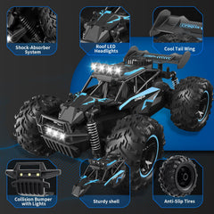 Carox RC car with LED roof lights for night play visibility.