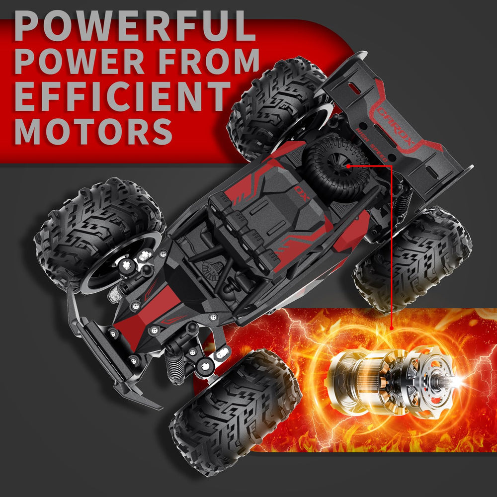 Carox RC car remote controller provides precise 2.4GHz control.