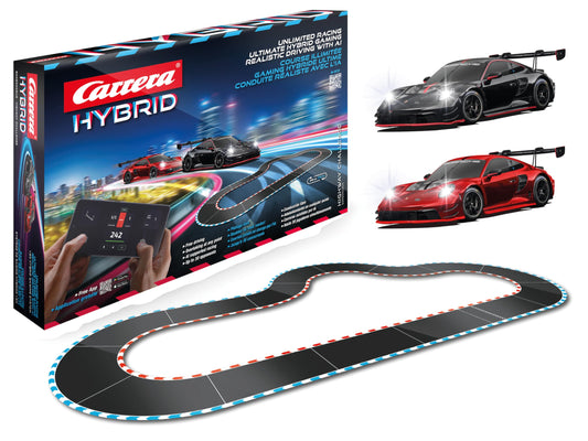 Carrera Hybrid Highway Challenge box and contents enabling quick setup and play.