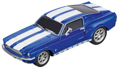 Carrera Ford Mustang '67 GO!!! slot car in racing blue for beginner-friendly track racing