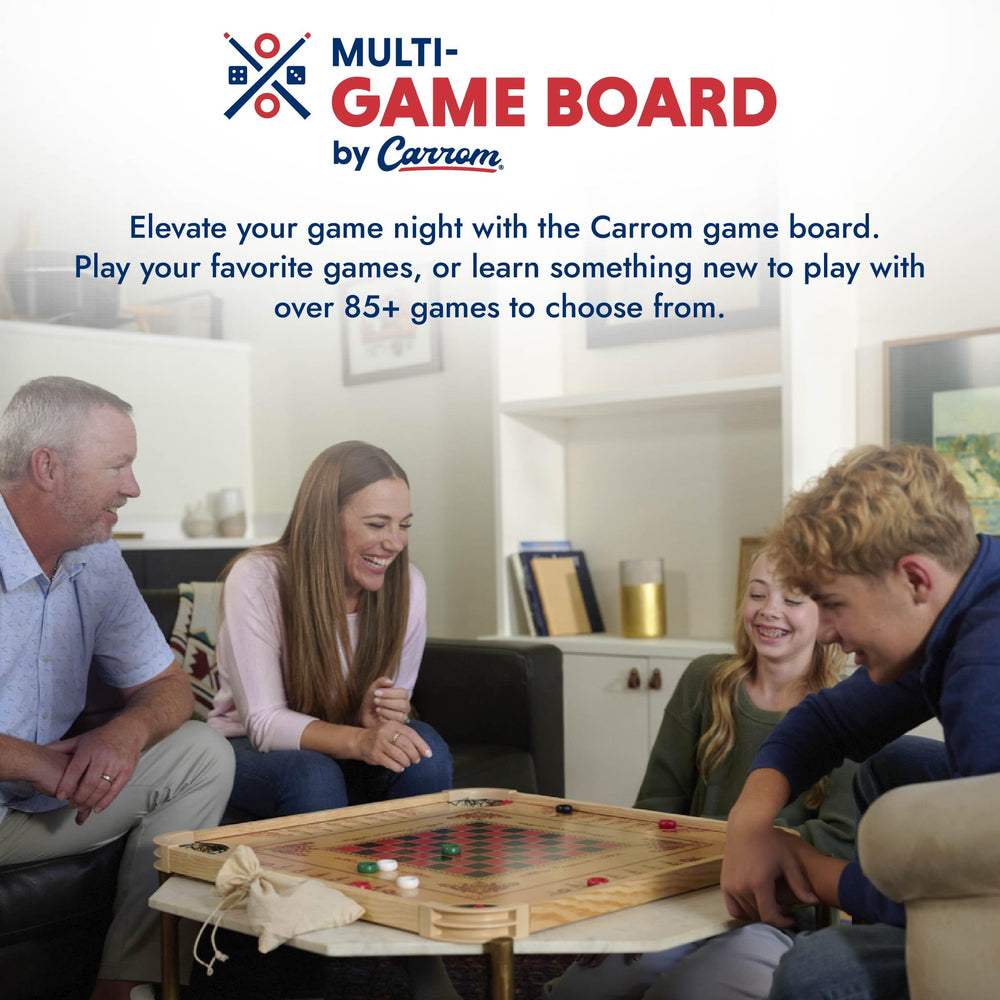 Carrom Board Game Set featuring two cue sticks for cooperative play