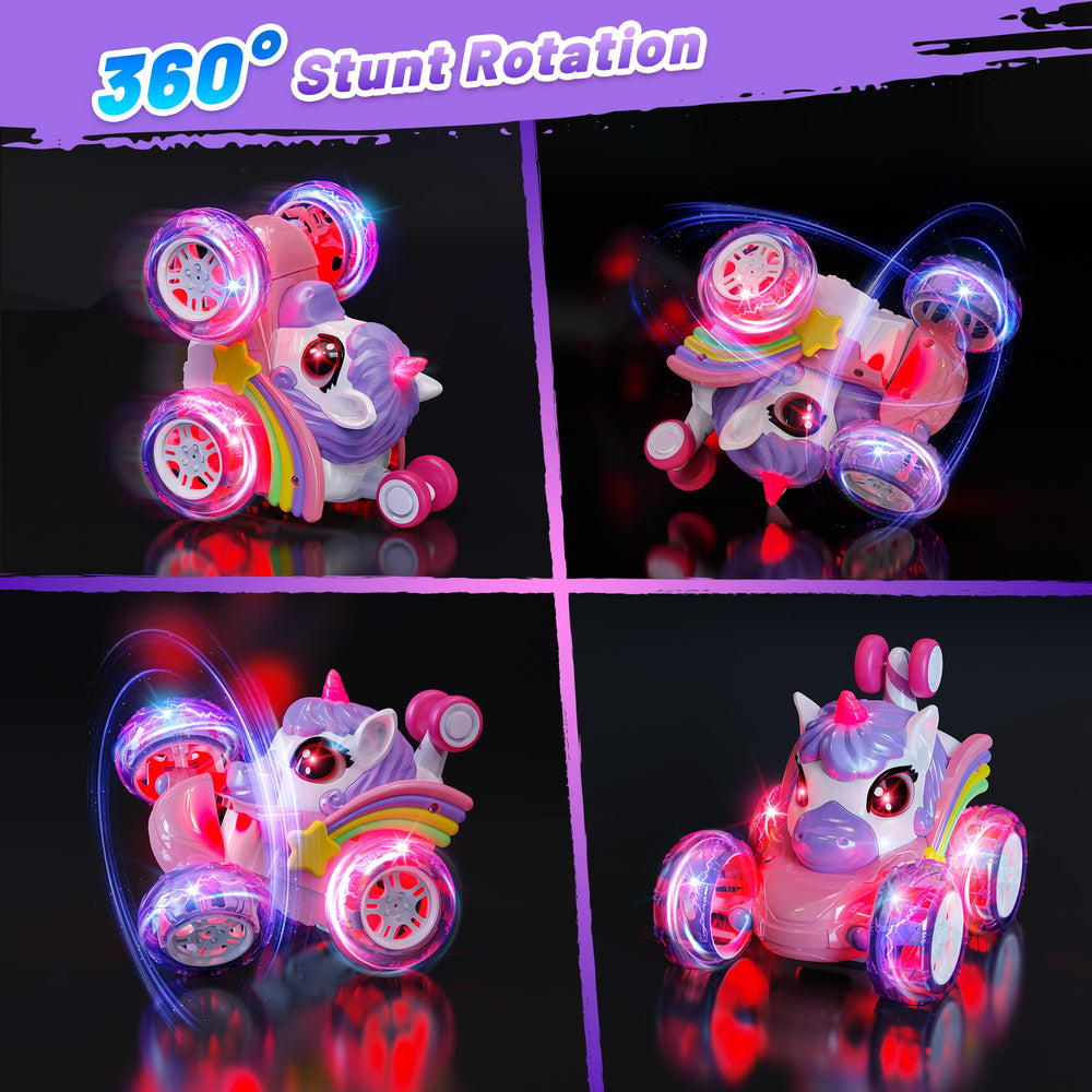 Carsky Unicorn RC car with LED headlights for day and night fun.