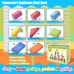 Cartboatoy blocks for toddlers encourage motor skills and cooperative building sessions.