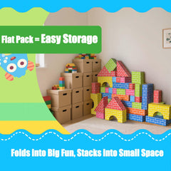 Cartboatoy blocks feature wipe-clean surface for quick cleanup after playtime.