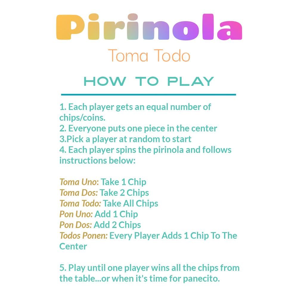 Casa De Queta pirinola handcrafted with bright palette ready for lively game nights.