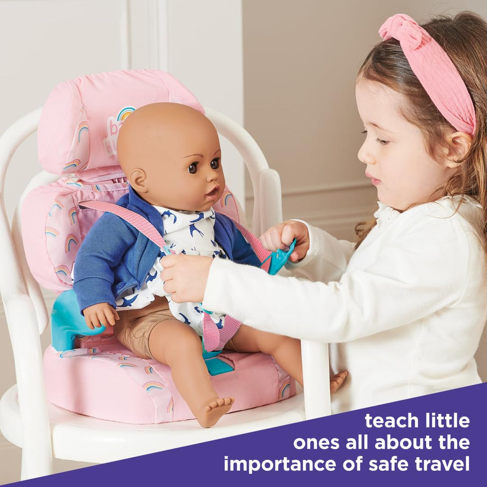 Casdon Baby Huggles Baby Huggle buckles secure dolls during pretend trips.