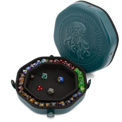 CASEMATIX dice tray lid closed with secure magnetic snaps for travel