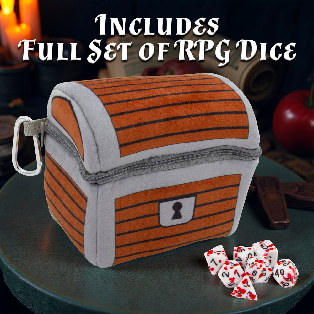 CASEMATIX Mimic Dice Chest open, lid raised for quick dice access.