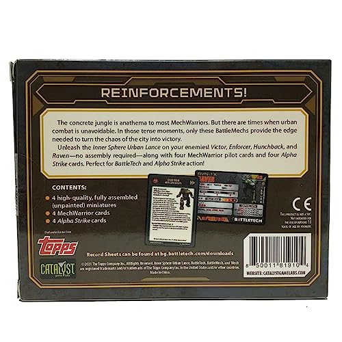 Catalyst Battletech Urban Lance pilot card for quick setup.