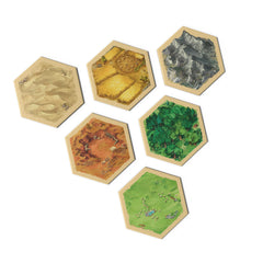 CATAN box and contents spread for scale, helps buyers see included components and size