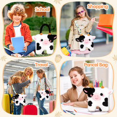 CatchCute cow plush bag detachable strap for versatile styling