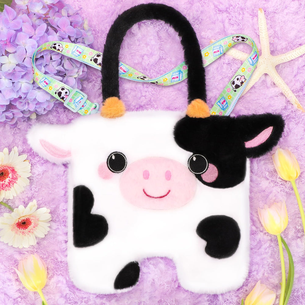 CatchCute cow plush bag embroidered details enhance kid-friendly charm
