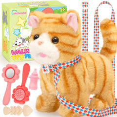 CatchCute plush cat with leash for outdoor imaginative play.