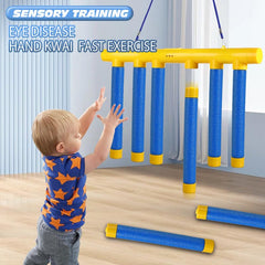 Catching Sticks Game blue side view emphasizing portable design