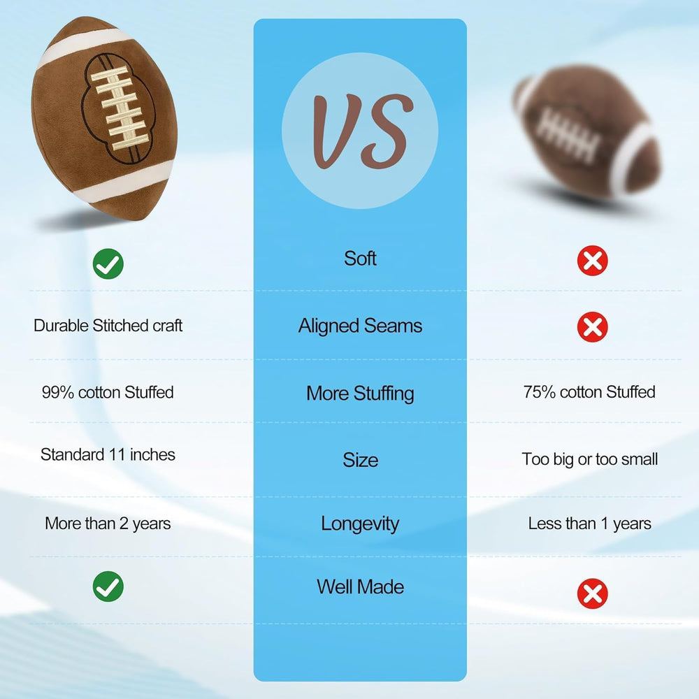 CatchStar football plush pillow close-up fabric, velvet texture and plush feel