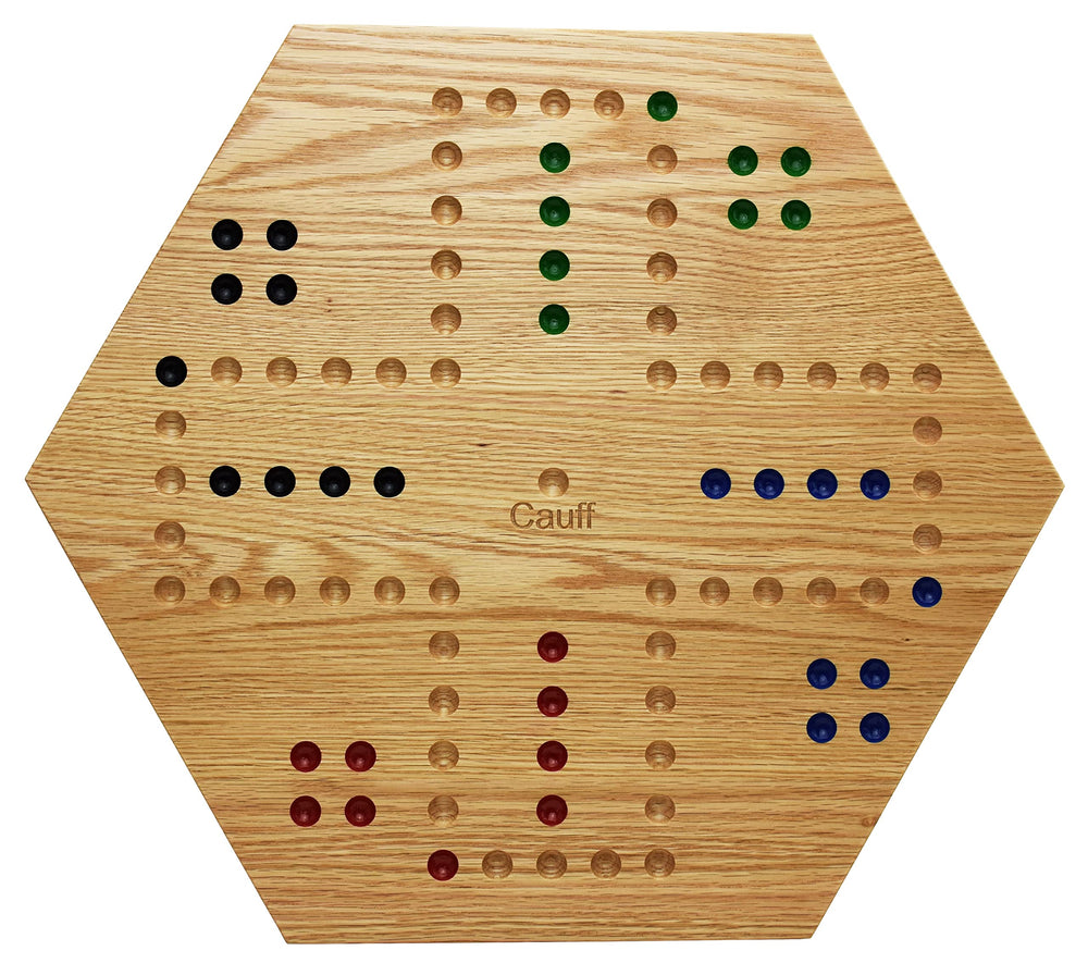 Cauff glass marbles and dice included for immediate play